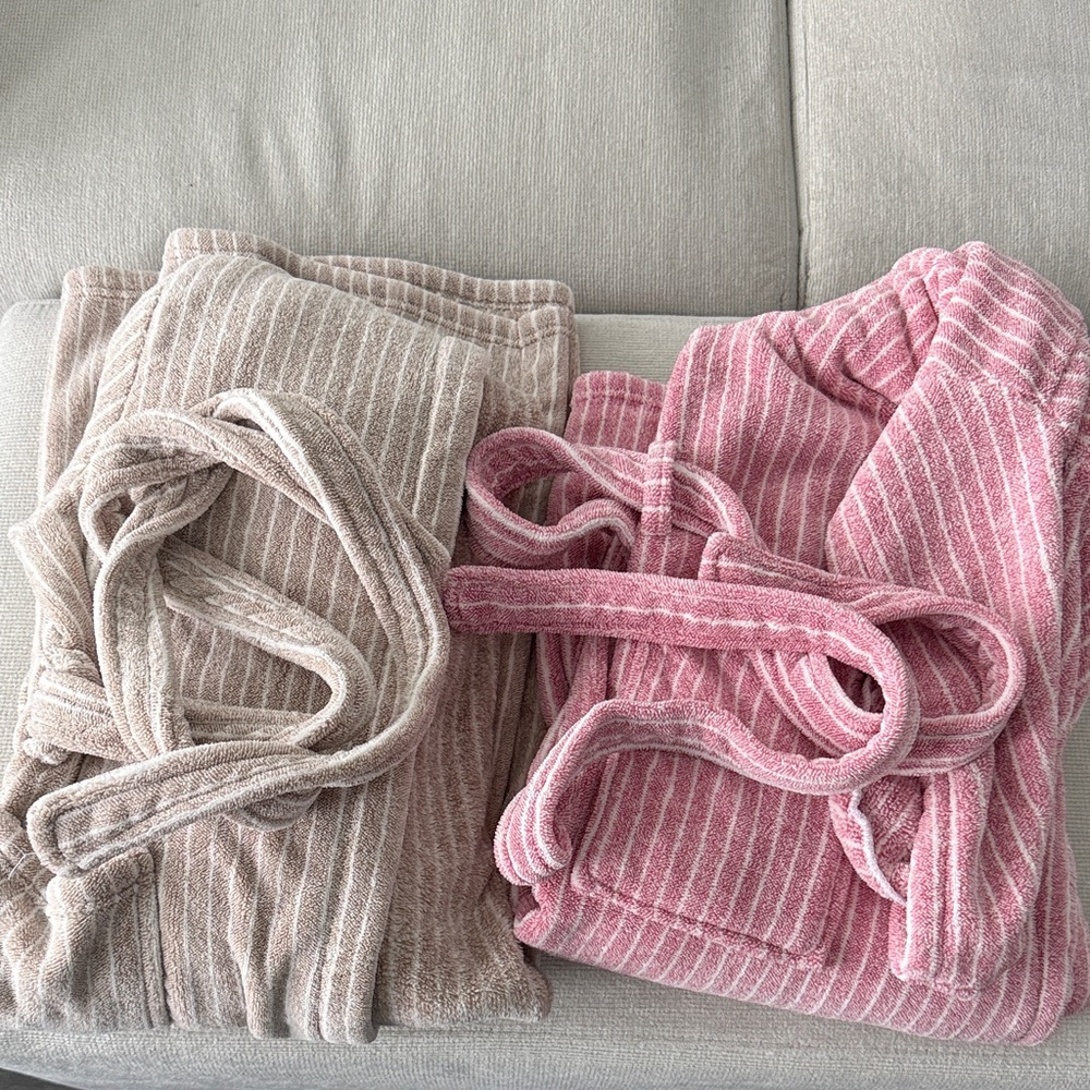 SHEIN Pink and Beige (2) Striped Robes